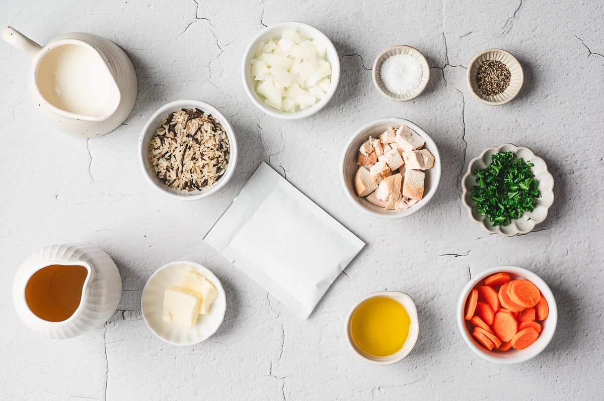 ingredients for Chicken Wild Rice Soup