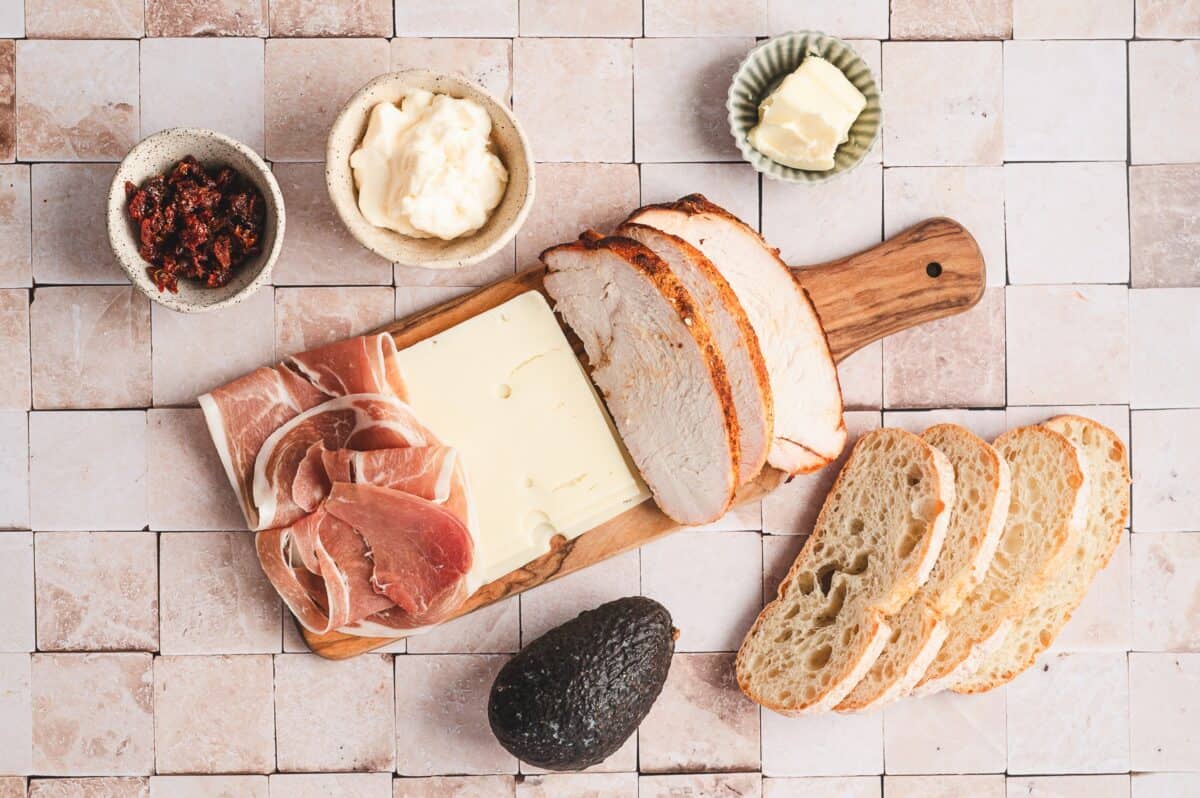 Prosciutto wrapped turkey swiss panini ingredients