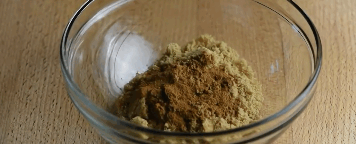 Brown sugar and cinnamon in a glass bowl. 