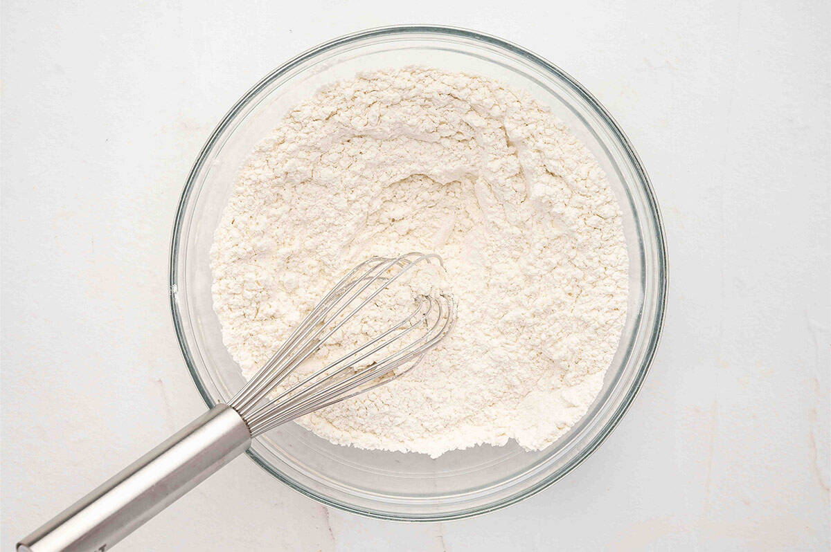 Whisking dry cookie ingredients