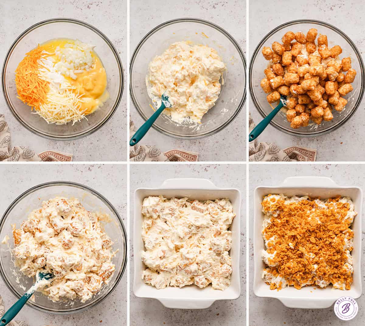 6 images step by step how to make cheesy funeral potatoes