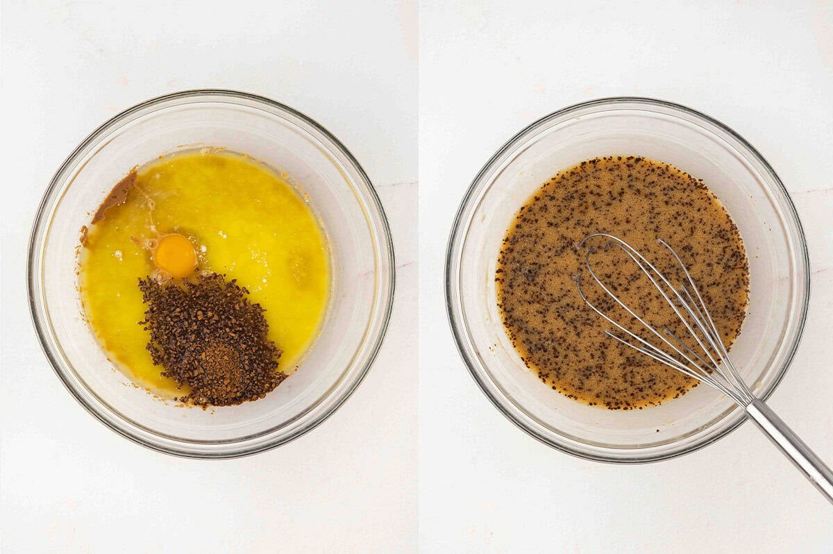 Combining the wet ingredients in a bowl