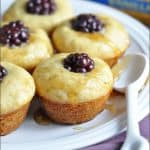 Portable mini pancake muffins made with vanilla almond milk, honey, and blackberries. Perfectly delicious breakfast for on the go! #ad