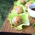 Asian Turkey Meatballs with a sweet and spicy glaze, served with noodles or in lettuce cups!