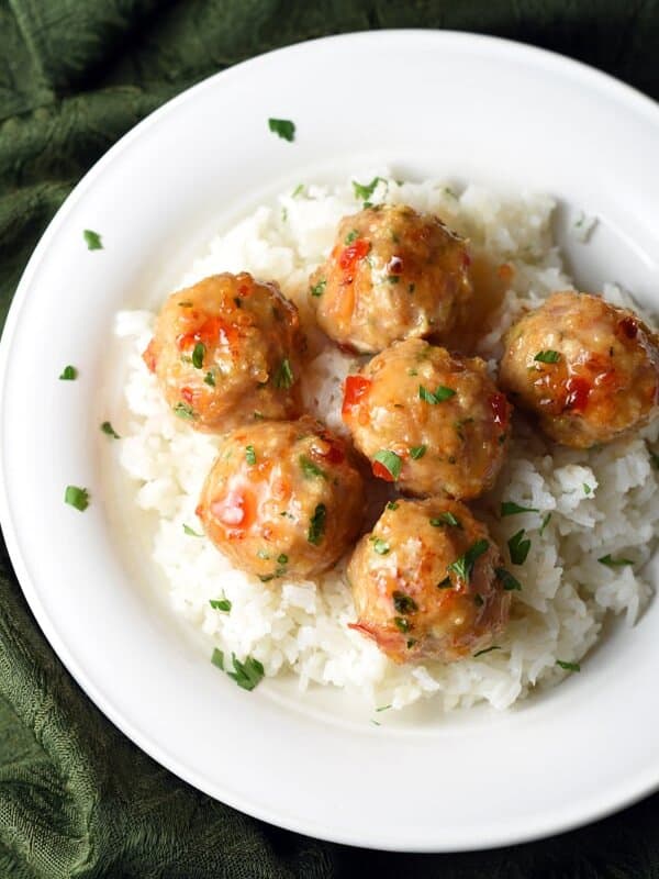 Shrimp and Pork come together in one fantastic Thai inspired meatball, coated in a delicious sweet chili sauce!