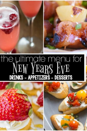 This is the ULTIMATE New Year's Eve Menu with 18 recipes for drinks, appetizers, and dessert.