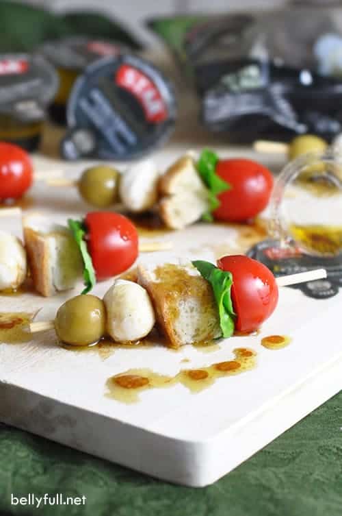 Mini Caprese Skewers - your favorite caprese salad served on a skewer as an appetizer. Comes together in only 10 minutes!