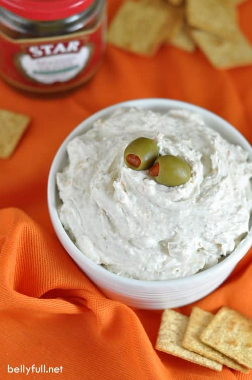 Olive Spread - this 5-minute spread is perfect for game day, an after school snack, or a last minute bite if you have unexpected guests!