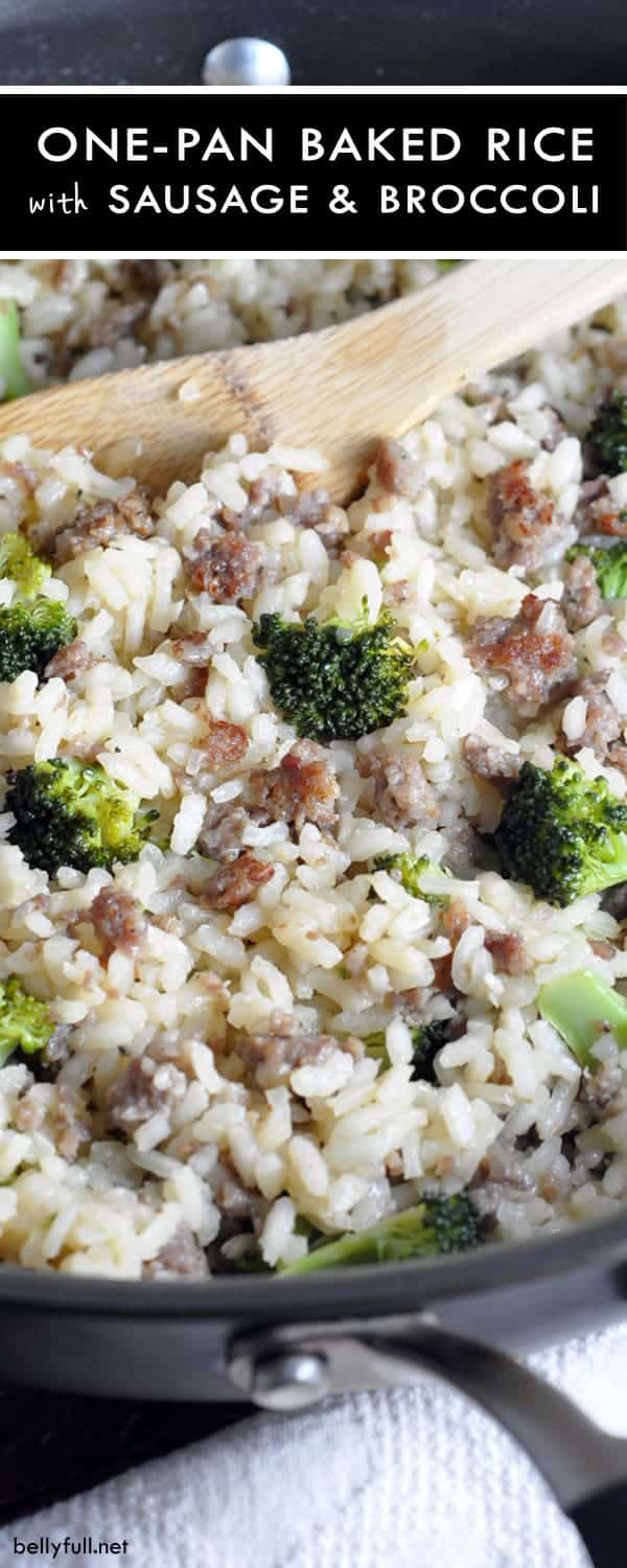 {One Pot} Baked Rice with Sausage and Broccoli