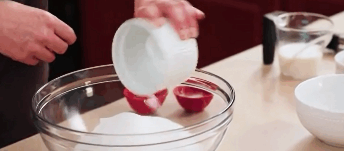 Combining the dry ingredients in a bowl.
