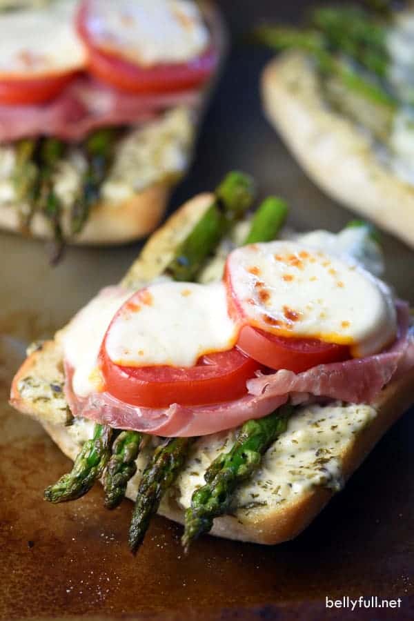 asparagus muenster melt with pesto spread