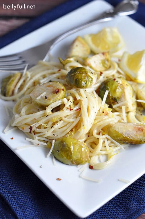 Creamy Lemon Pasta with Roasted Brussels Sprouts