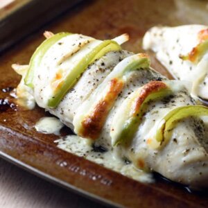 How fun is this Philly Cheese Steak Hasselback Chicken?! Slices of provolone cheese, bell pepper, and onion get stuffed into pockets of seasoned chicken breasts, then baked. The results are moist and delicious! Super easy weeknight meal.