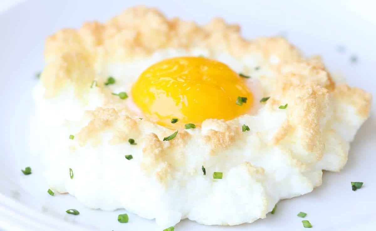 Cloud egg with chives.