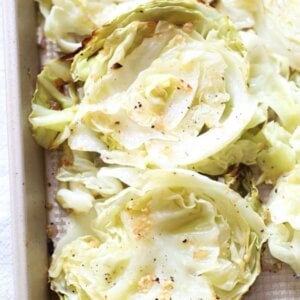 roasted cabbage on baking tray
