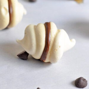 close up of chocolate meringue cookies