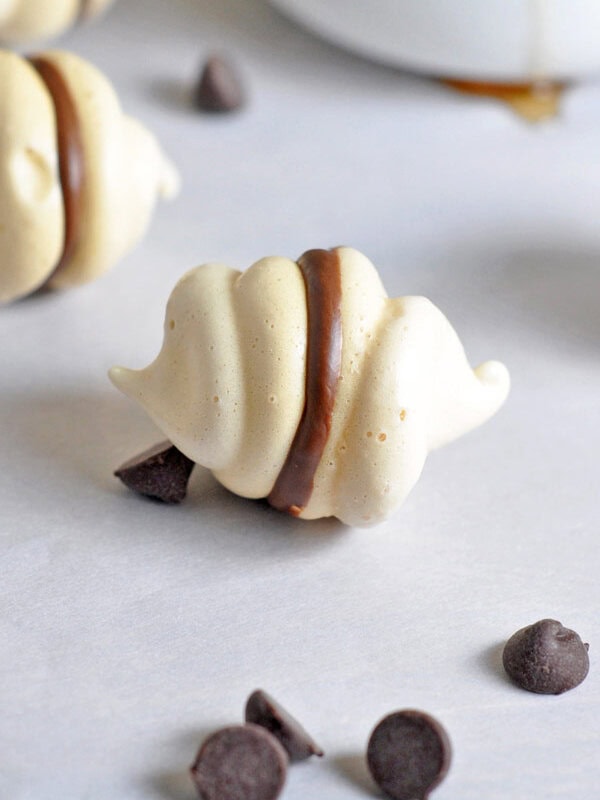 close up of chocolate meringue cookies