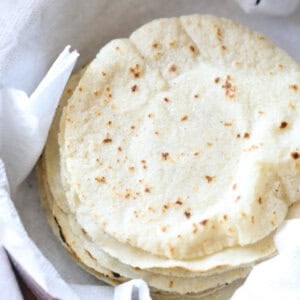 overhead picture of stacked corn tortillas