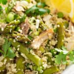 close up picture for spring vegetable couscous with chicken