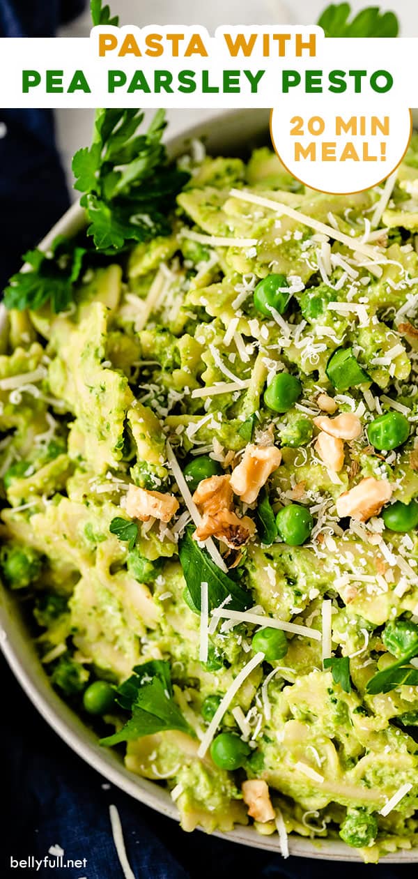 Pasta with Pea and Parsley Pesto Belly Full