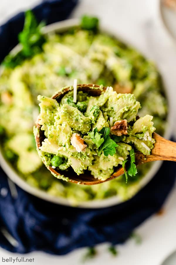 Pasta with Pea and Parsley Pesto Belly Full