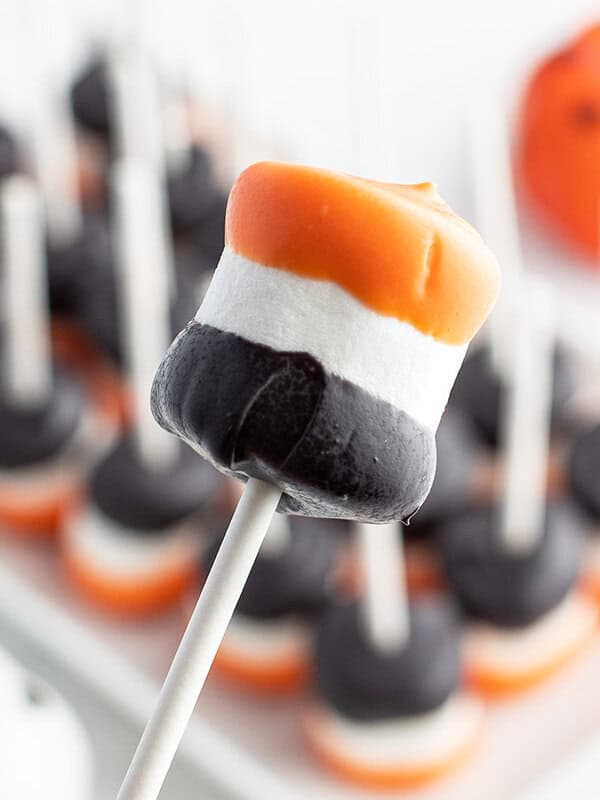 close up of 1 Halloween Marshmallow Pop