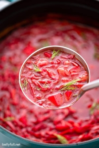 ladle full of Borscht beet soup