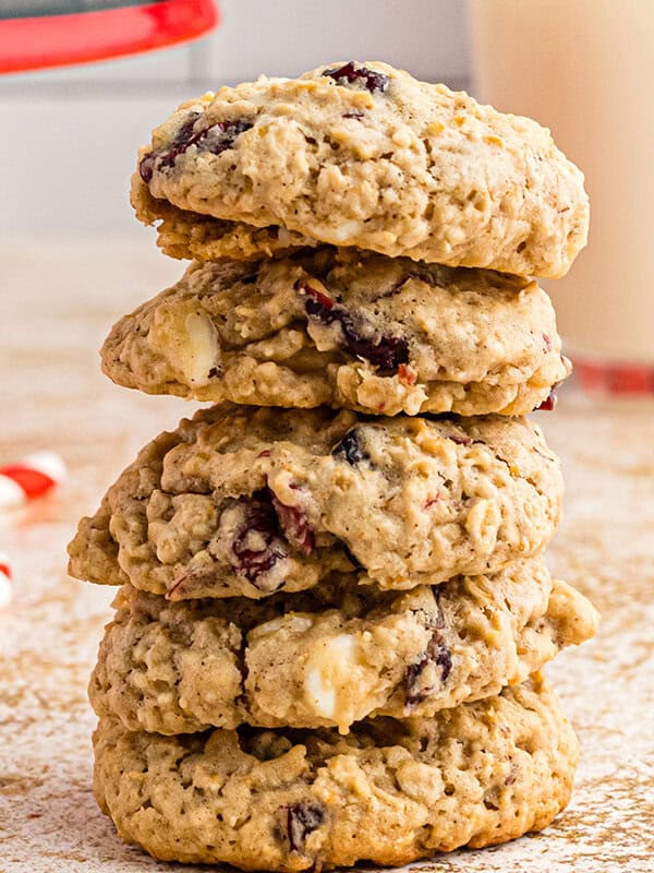 Stack of 5 oatmeal craisin cookies