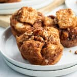 french toast muffins close up on white plate