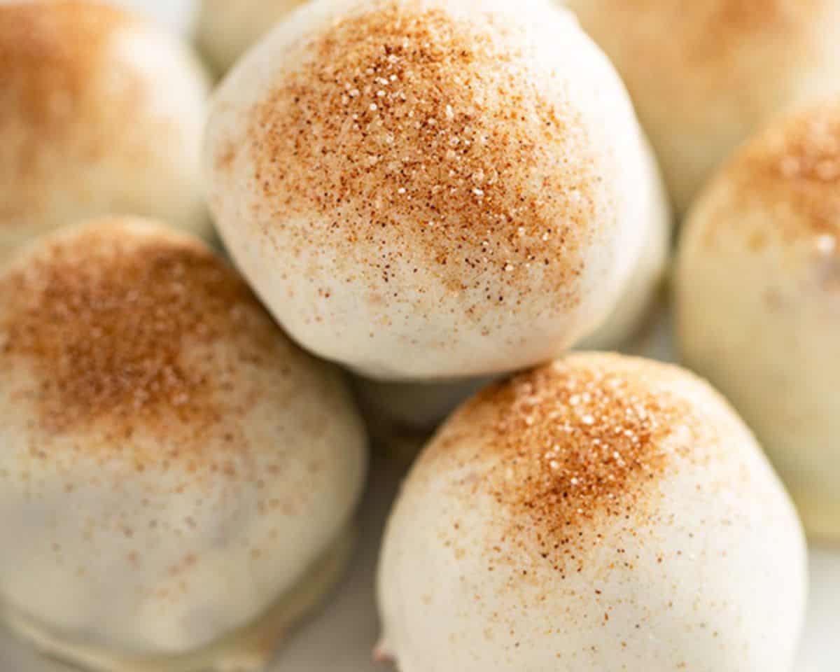 Bailey's Chocolate Truffles with cinnamon and sugar sprinkled on them.