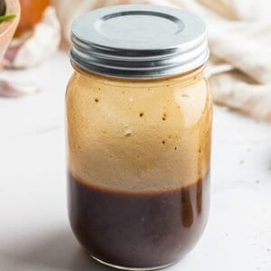 balsamic vinaigrette dressing in jar with lid