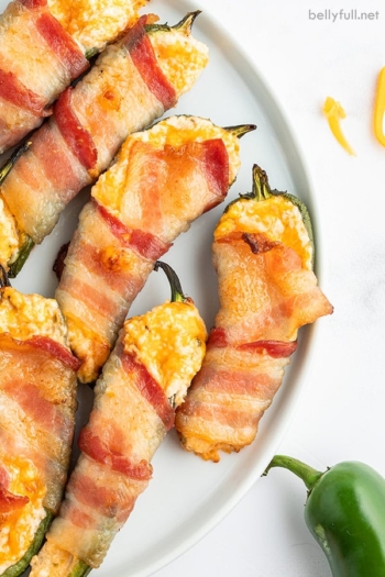 close up overhead of bacon jalapeno poppers