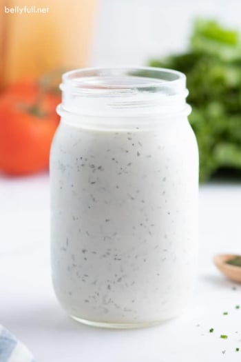 buttermilk dressing in tall glass jar