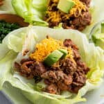 beef and chili bean lettuce wrap