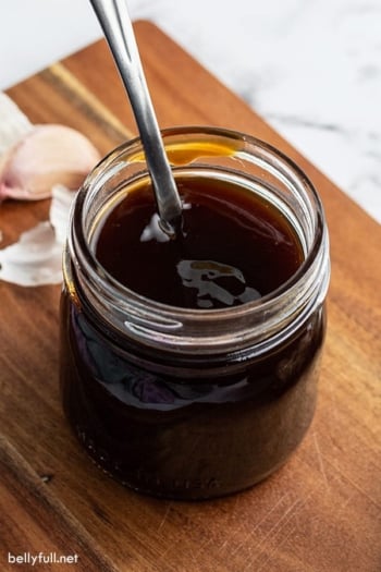 Teriyaki sauce in glass jar