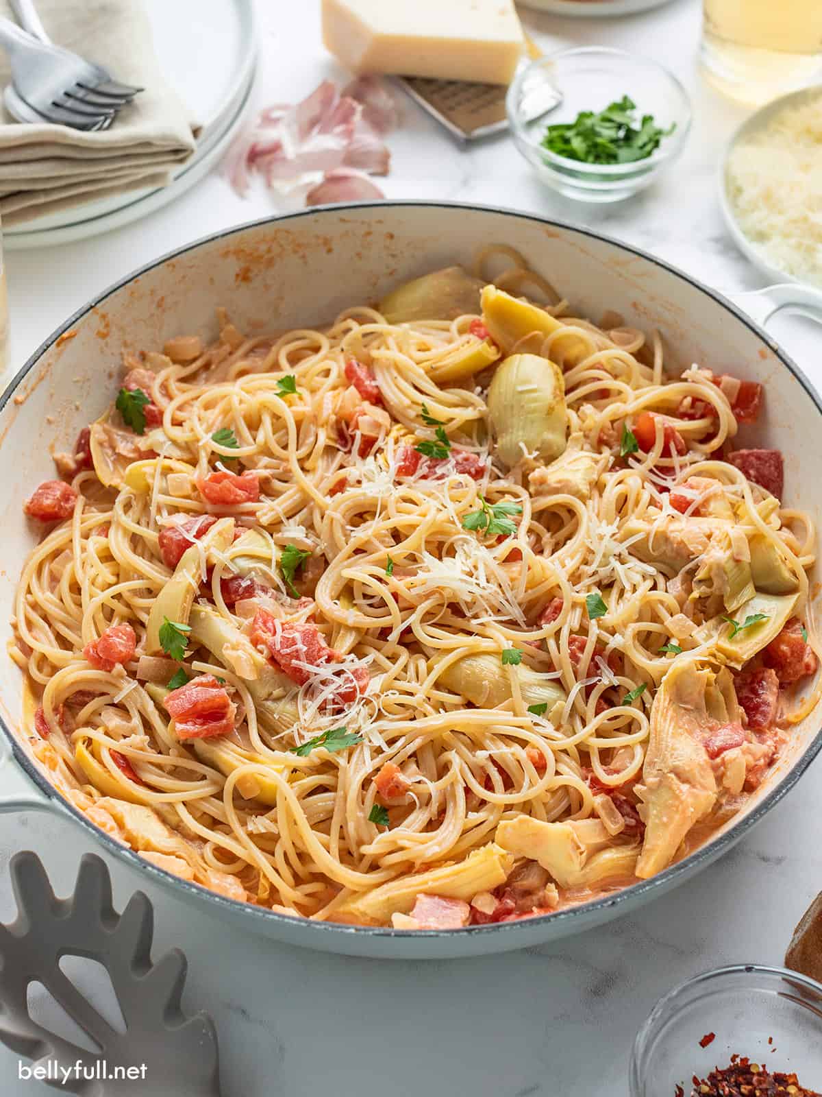 Artichoke Pasta (quick and easy!} - Belly Full