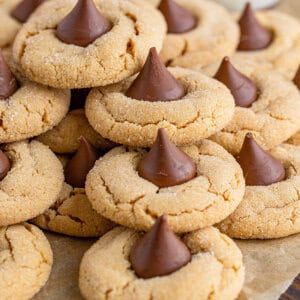 stack of peanut butter blossoms
