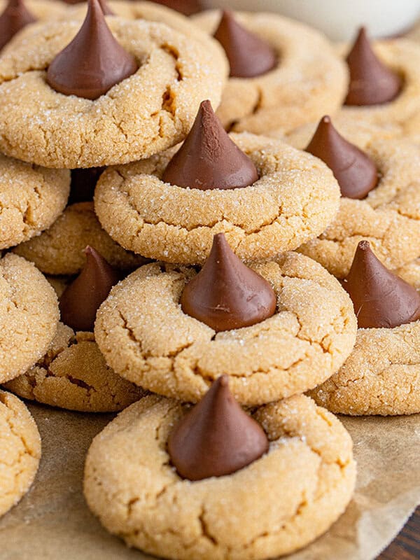 stack of peanut butter blossoms