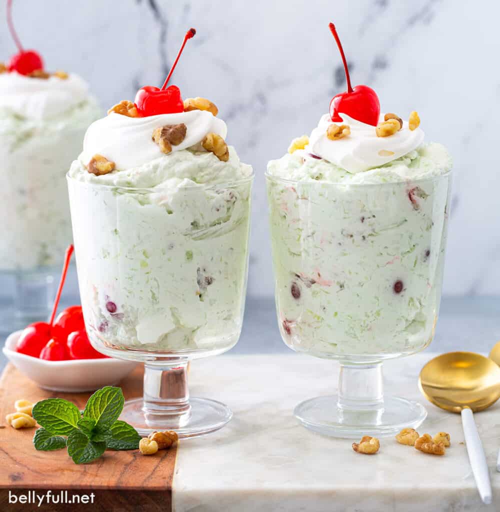 Pistachio Fluff in 2 parfait glasses