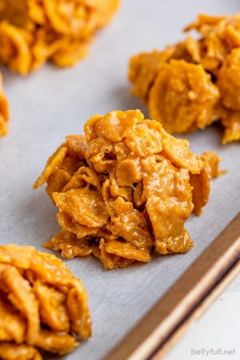 cornflake cookies on parchment paper