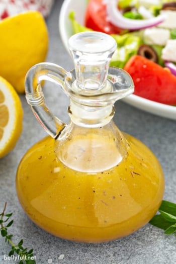 Greek Salad Dressing in carafe