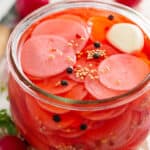 Pickled Radishes in small glass jar