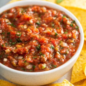 Restaurant Style Salsa in white bowl