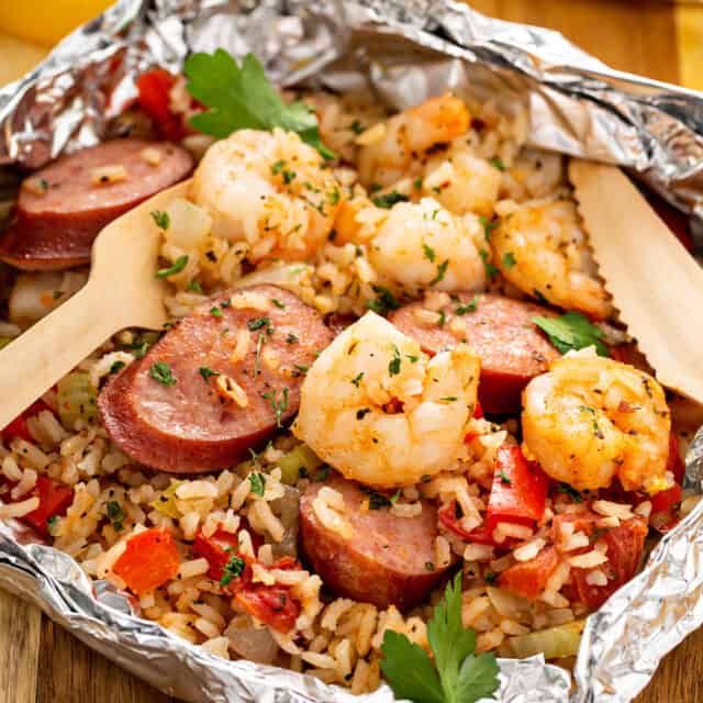 Jambalaya Foil Packets {oven, grill, campfire} Belly Full