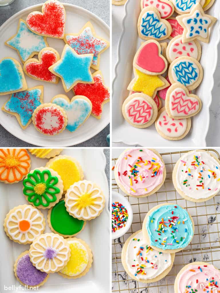 4 picture collage of decorated cookies