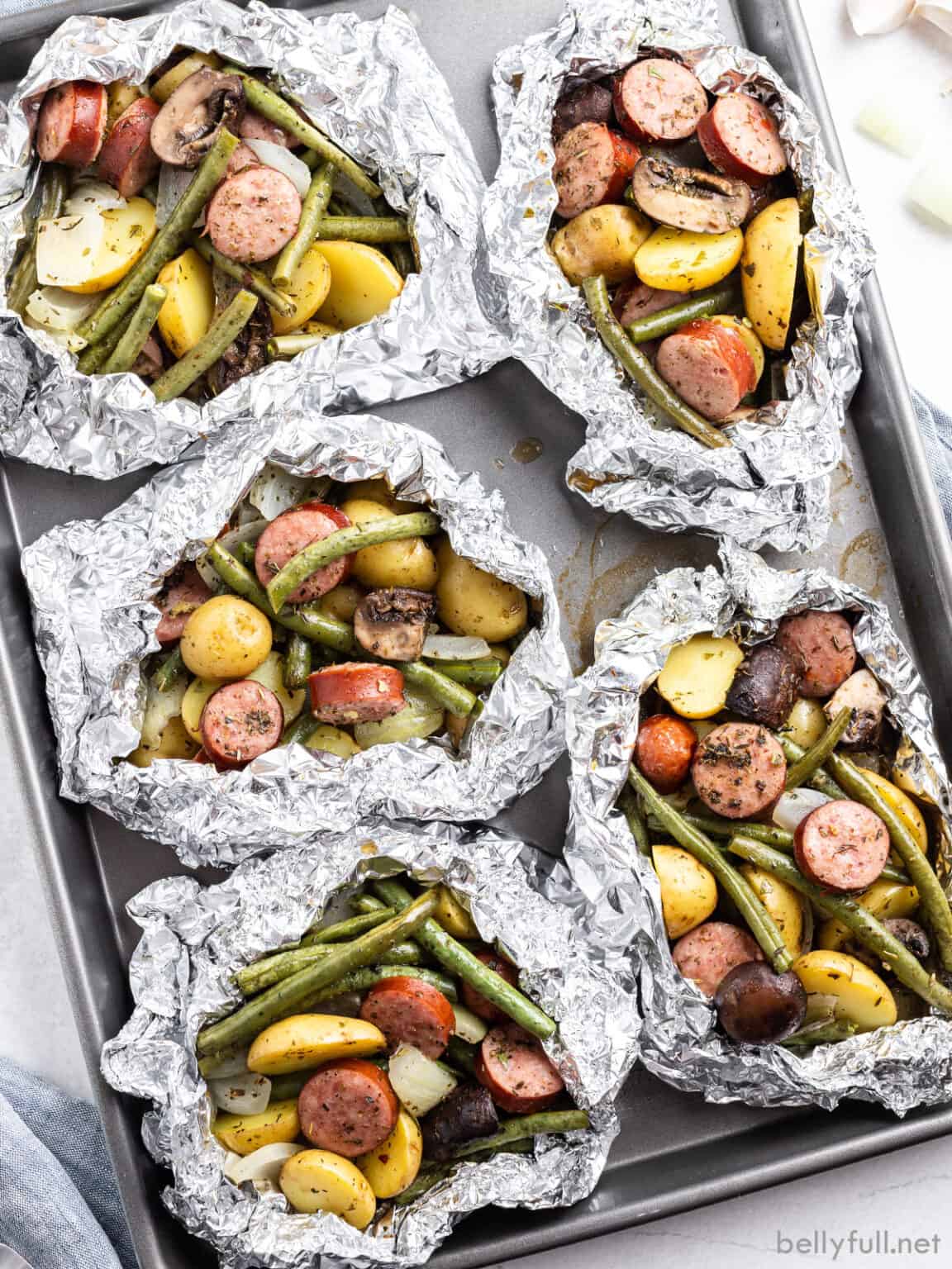 Kielbasa and Vegetable Foil Packets Belly Full