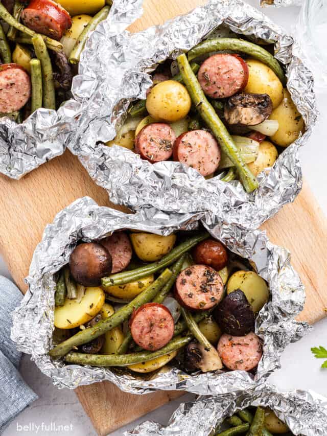 Kielbasa and Vegetable Foil Packets Belly Full