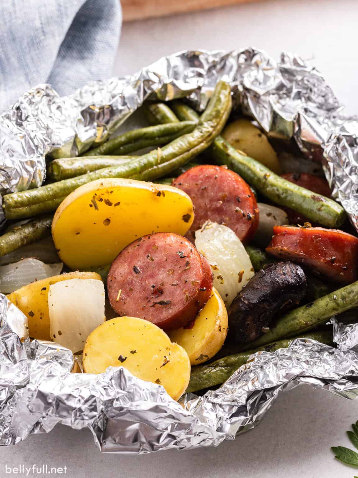 Kielbasa and Vegetable Foil Packets Belly Full