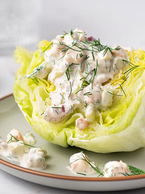 wedge salad with shrimp dressing on plate