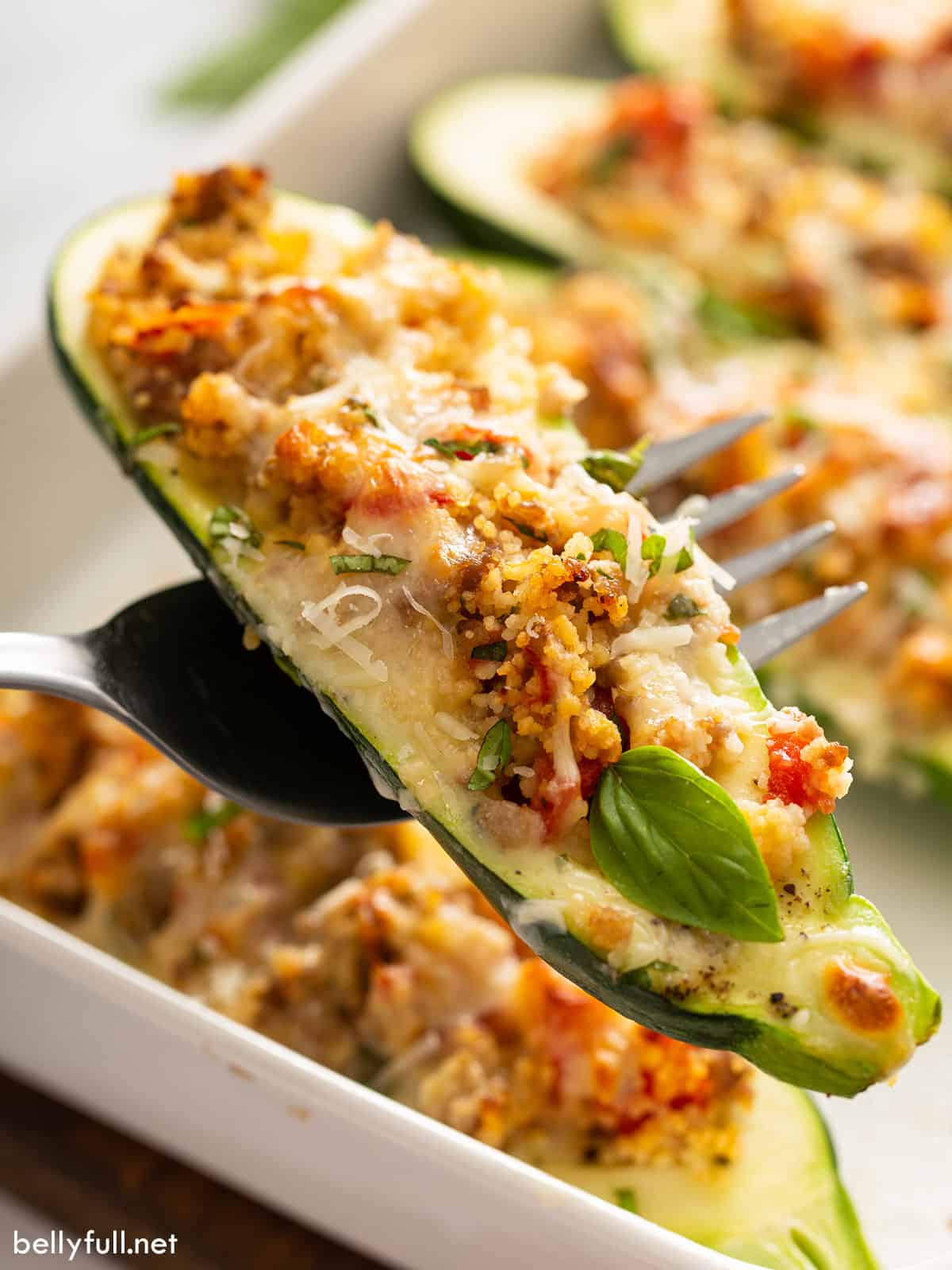 Stuffed Zucchini Recipe {with sausage} Belly Full